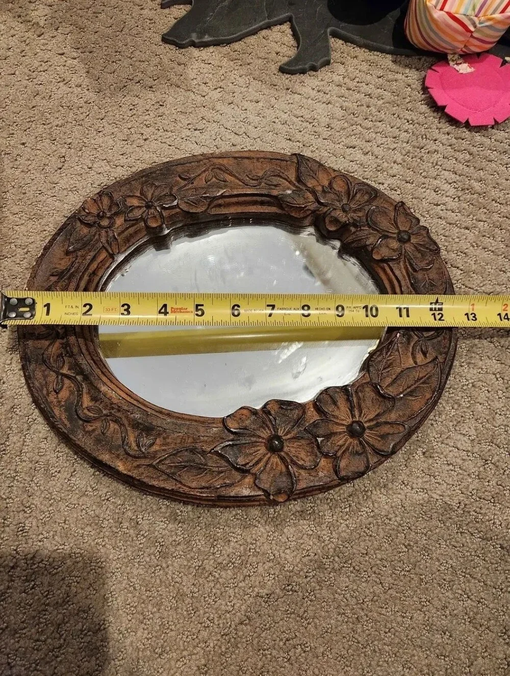 Floral Round Wall Mirror - Brown Must See